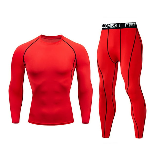 Mikilon Men's Four Seasons Quick Drying Leisure Fitness Two Piece Long Sleeved Trousers