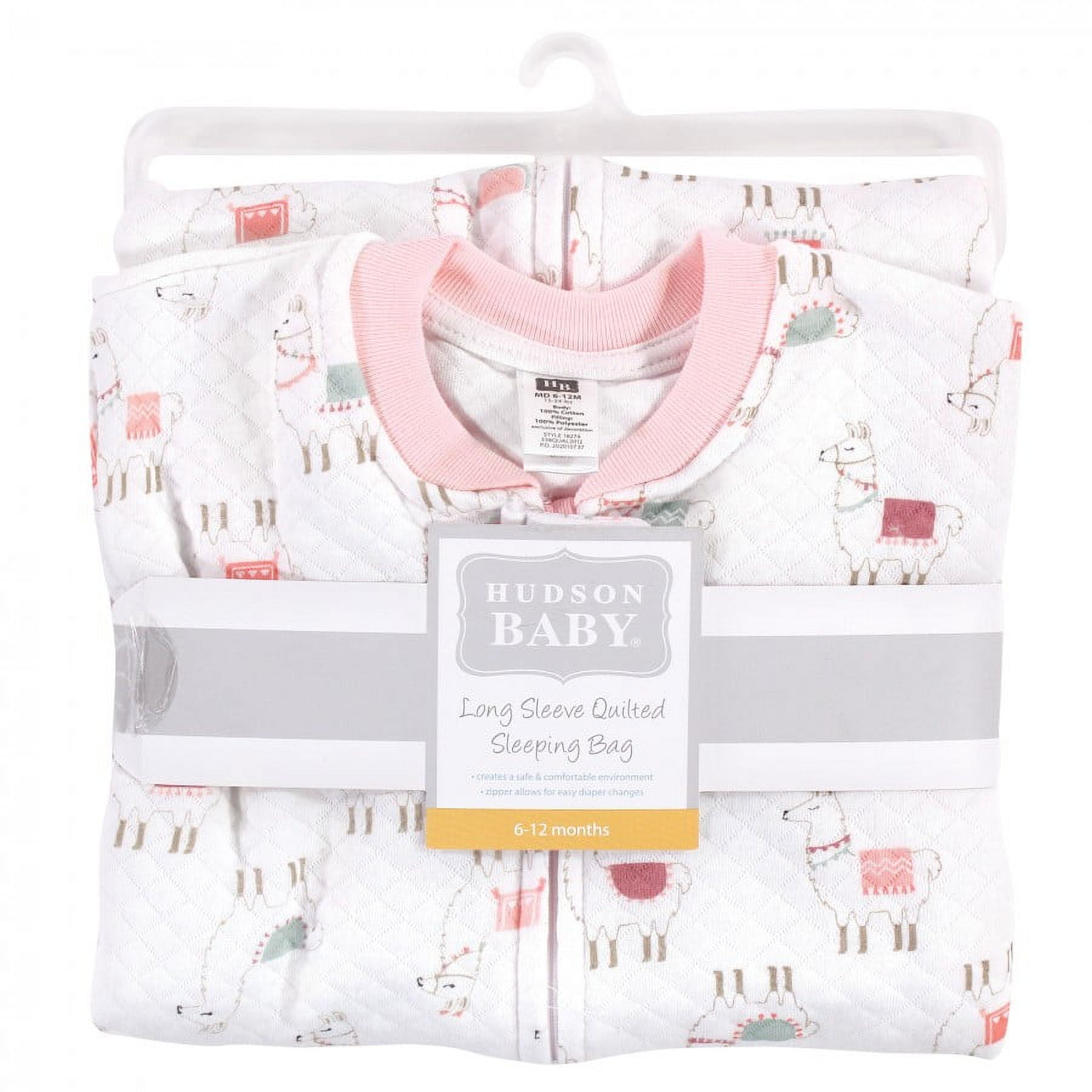 Hudson Baby Infant Girl Premium Quilted Long Sleeve Sleeping Bag and Wearable Blanket, Llama, 0-6 Months