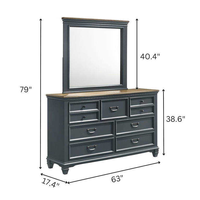 ドレッサー・鏡台 Furniture Dresser Roundhill Furniture Clelane Wood 7-Drawer Dresser with Mirror