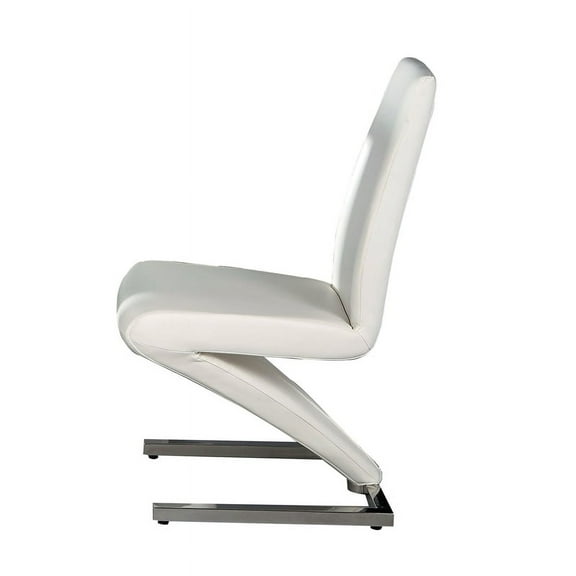 Pemberly Row Faux Leather Z Dining Chair in White (Set of 2)