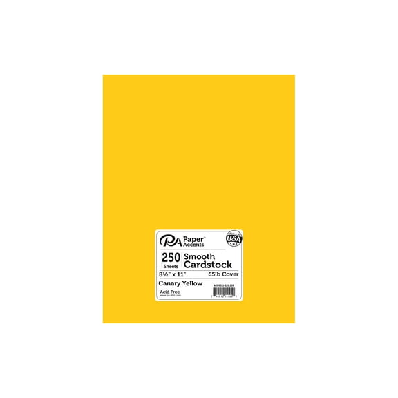 Paper Accents Cardstock 8.5"x 11" 250pc Smooth 65lb Canary Yellow