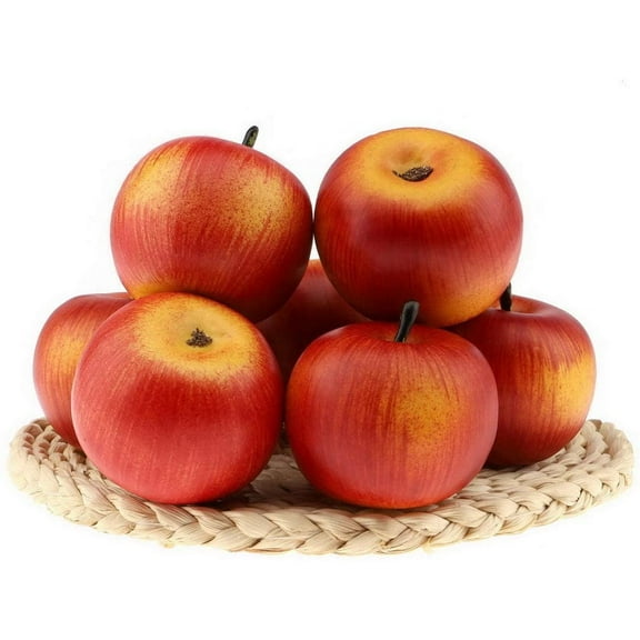 6pcs Lifelike Artificial Red Apple Faux Fake Apples Fruit Home House Kitchen Cabinet Decoration