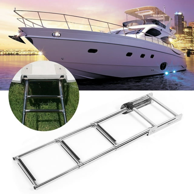 Boat Ladder Swim Step, 3 Step Telescoping Extendable Ladder Folding Stainless Steel 1190 Pounds Capacity For Boat Marine Yacht Pontoon For Swimming Pool