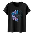 thumbnail image 5 of YEJIMAN Short Sleeve T-shirt, Black Shirt Women, Women's Sunflower Summer T Shirt Plus Size Loose Top Tops Girls Short Sleeve Graphic Casual T Shirt, Big & Tall, 5 of 5