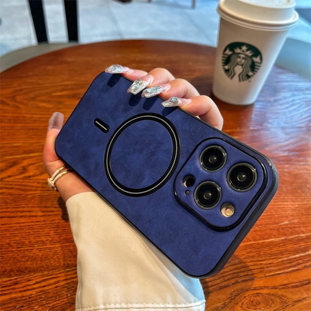Funda de cortex magnética de carga inalámbrica de lujo para iPhone 14 13 12 11 Pro Max Plus X Xs XR Magsafe parachoques a prueba de golpes Dengxun unisex