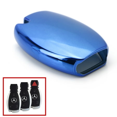 Ijdmtoy Chrome Finish Blue Tpu Key Fob Protective Cover Case For Ijdmtoy Chrome Finish Blue Tpu Key Fob Protective Cover Case For Mercedes Benz C E S M Cla Cls