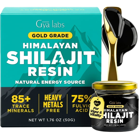 Gya Labs Himalayan Shilajit Resin Maximum Potency Grade A - 1.76 oz - 85  Minerals, Fulvic Acid, Energy & Wellness for Men & Women