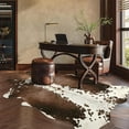 thumbnail image 3 of HOMORE Cowhide Rug, Cute Cow Print Rug for Living Room Faux Cow Hide Animal Print Carpet for Bedroom Office Table,4.6'x5.2',Brown, 3 of 7
