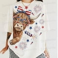 thumbnail image 2 of 4th Of July Highland Cow Tee Western American Flag Graphic Shirt, Patriotic 250th Anniversary Outfit, Unisex Cotton T-Shirt, Size S-3XL, 2 of 5