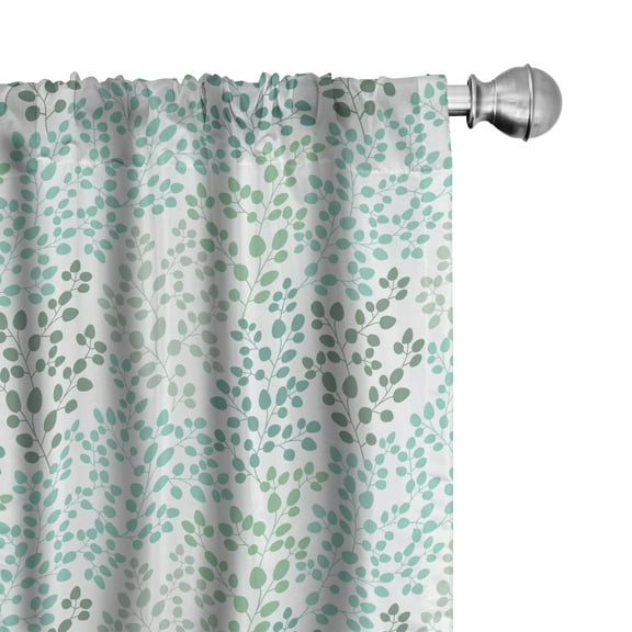 Ambesonne Nature Curtains, Leaf Braches Pattern, Pair of 28"x95", Sage Green Turquoise