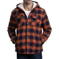 thumbnail image 4 of Men's Flannel Shirt Jacket Sherpa Lined Plaid Jackets Coat Full Zip Up Hoodie Winter Outwear Saffron XL, 4 of 6