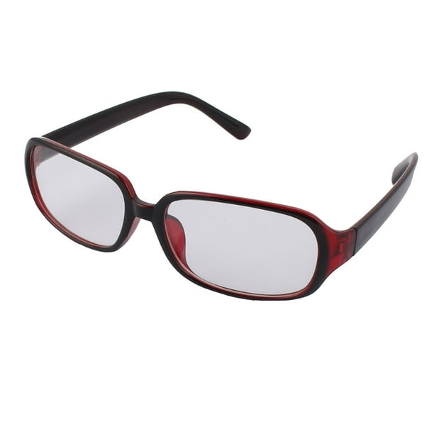 Clear Square Shaped Lens Light Black Red Frame Plastic Eyewear Plain Glass