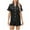 Black, variant on Timdgard Womens Pajamas Sets Satin Ruffle Short Sleeve Button down Shirts Shorts Loungewear Loose Outfits