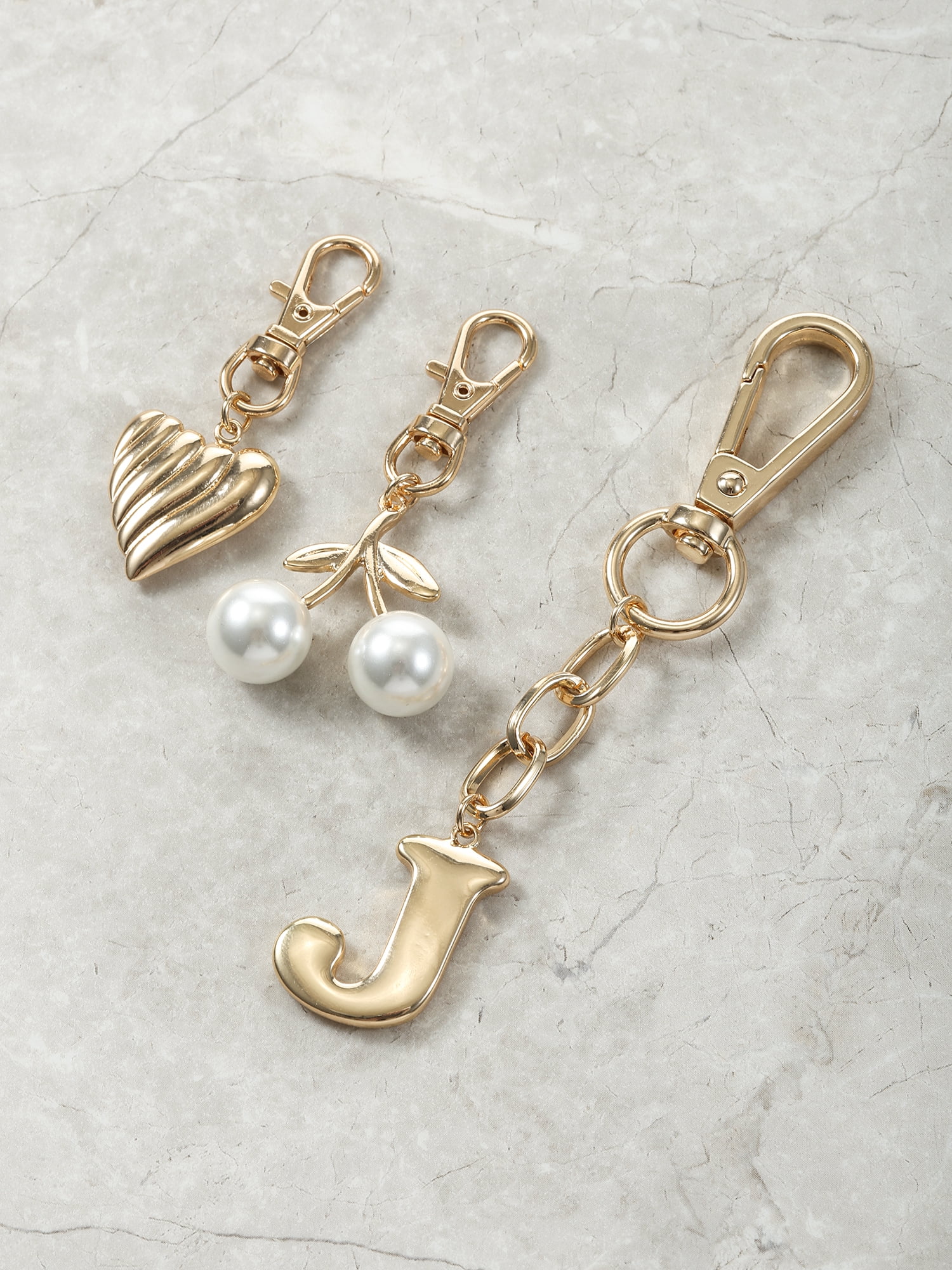 Time and Tru Goldtone Initial Letter Bag Charm Set, 3 Pieces, Letter J