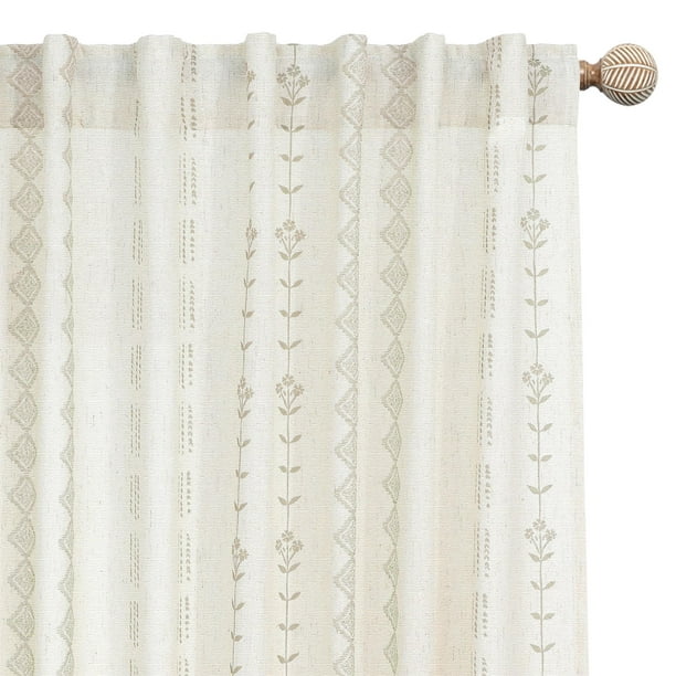 Cortinas Lino Rosa, color topo transparente, estampado bohemio, 115 cm x 114 cm