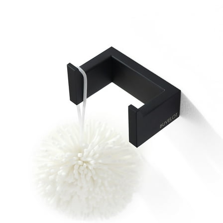 BUVELOT Robe Hook,Double Towel Hook,Wall Mounted Hook for Bathroom Kitchen Garage Hotel,Square Modern Coat Clothes Hook,Matte Black,073010-MB Ler Series