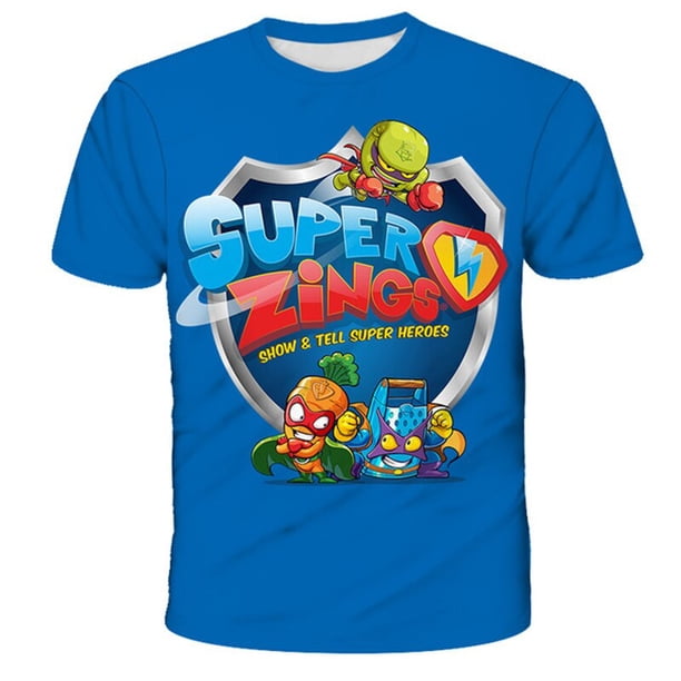 Super Zings camisetas 2023 nuevo verano niños niño niña estampado dibujos animados camisetas 1-14 años niños moda Casual camisetas disfraces 10T Gao Jinjia LED