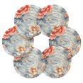 thumbnail image 2 of Haosy Set of 6 Drink Woven Coaster with Holder Heat Resistant Non-Slip Bar Coasters 4 Inches Red White Flower Embroidery, 2 of 7