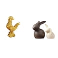 thumbnail image 1 of Juego De Estatuas De Gallo Y Conejo De Cerámica Feng Shui Para Decoración Del Hogar, Cumpleaños, Aniversarios, Inauguración De La Casa, Pascua, Exhibición De Jardín., 1 of 8