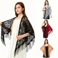 thumbnail image 2 of Stylish Lace Ponchos with Fringed Edges Multiuse Shawl for Various Outfit Eye Catching Sunproof Triangle Shoulder Wrap Yellow, 2 of 4