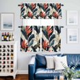 thumbnail image 2 of Tropical Plant Kitchen Curtains Valances and Tiers Set of 3 Green Palm Leaf Red Floral Tier Curtains and Valance with Rod Pocket for Small Windows, 27.5"x24", 2 of 9