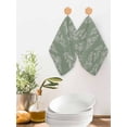 thumbnail image 2 of Dark Green Botanical Kitchen Dish Towels for Drying Dishes Set of 2, Pastoral Elegant Spring Floral Waffle Weave Microfiber Hand Tea Bathroom Towels Quick Dry & Absorbent Towel 12x12, 2 of 7
