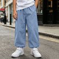thumbnail image 2 of SGFCWSX Boys Athletic Joggers Loose Fit Elastic Cuff Lightweight Sport Pants Activewear Blue Size 11, 2 of 8
