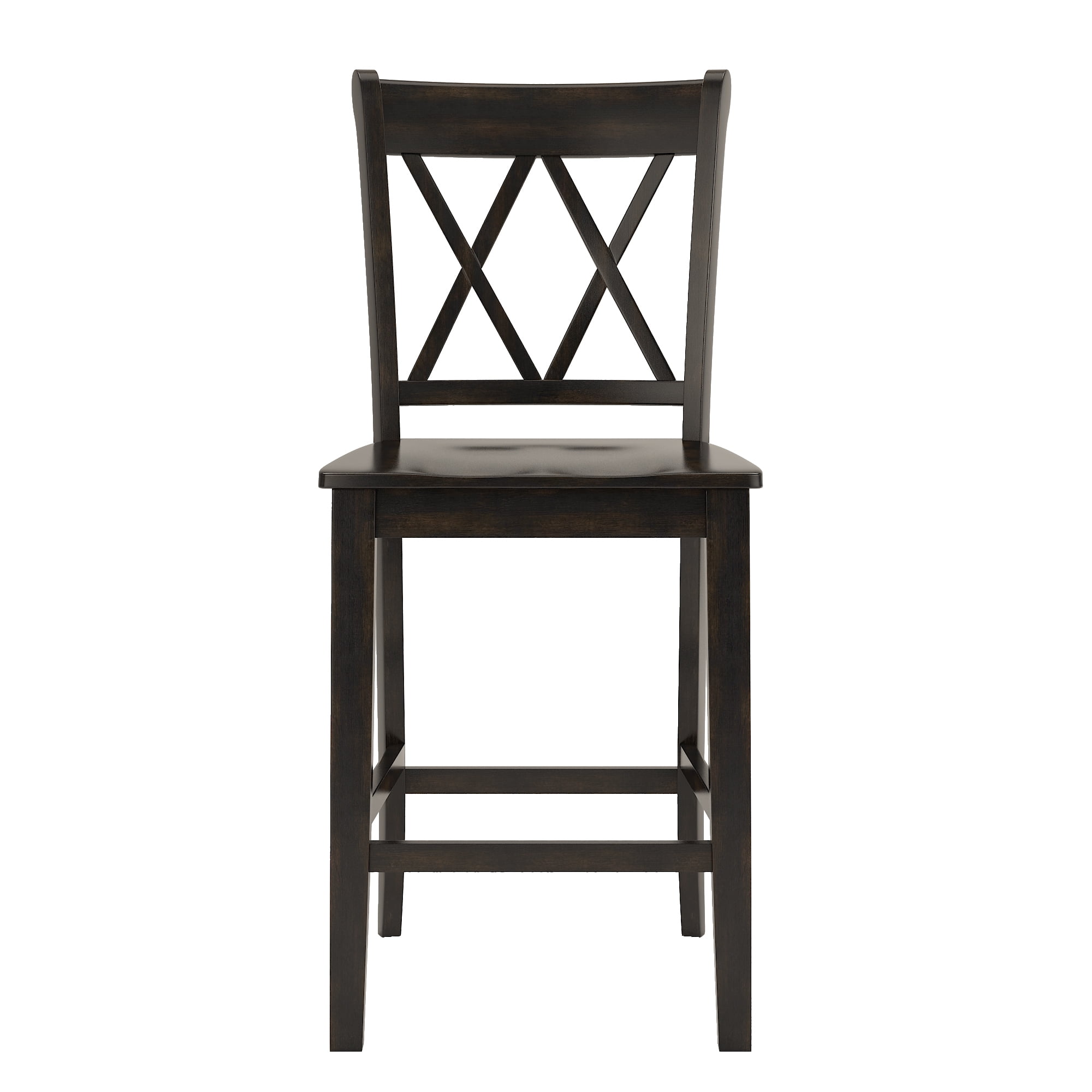 Weston Home Farmhouse Vintage Double X Solid Wood Counter Height Chair, Set of 2, Antique Black