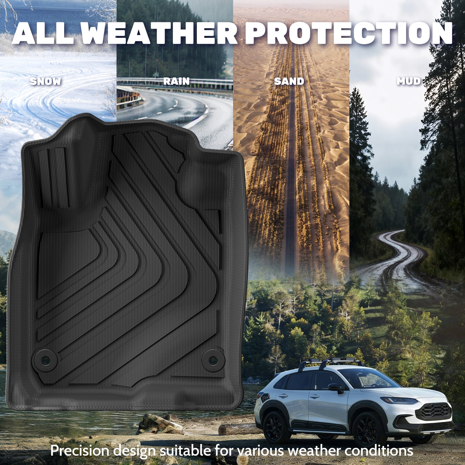 WUTGHUI TPE All Weather Floor Mats for Honda HRV 2026 2025 2024 2023 (Include Hybrid & Sport/LX/EX-L) & Acura ADX 2025