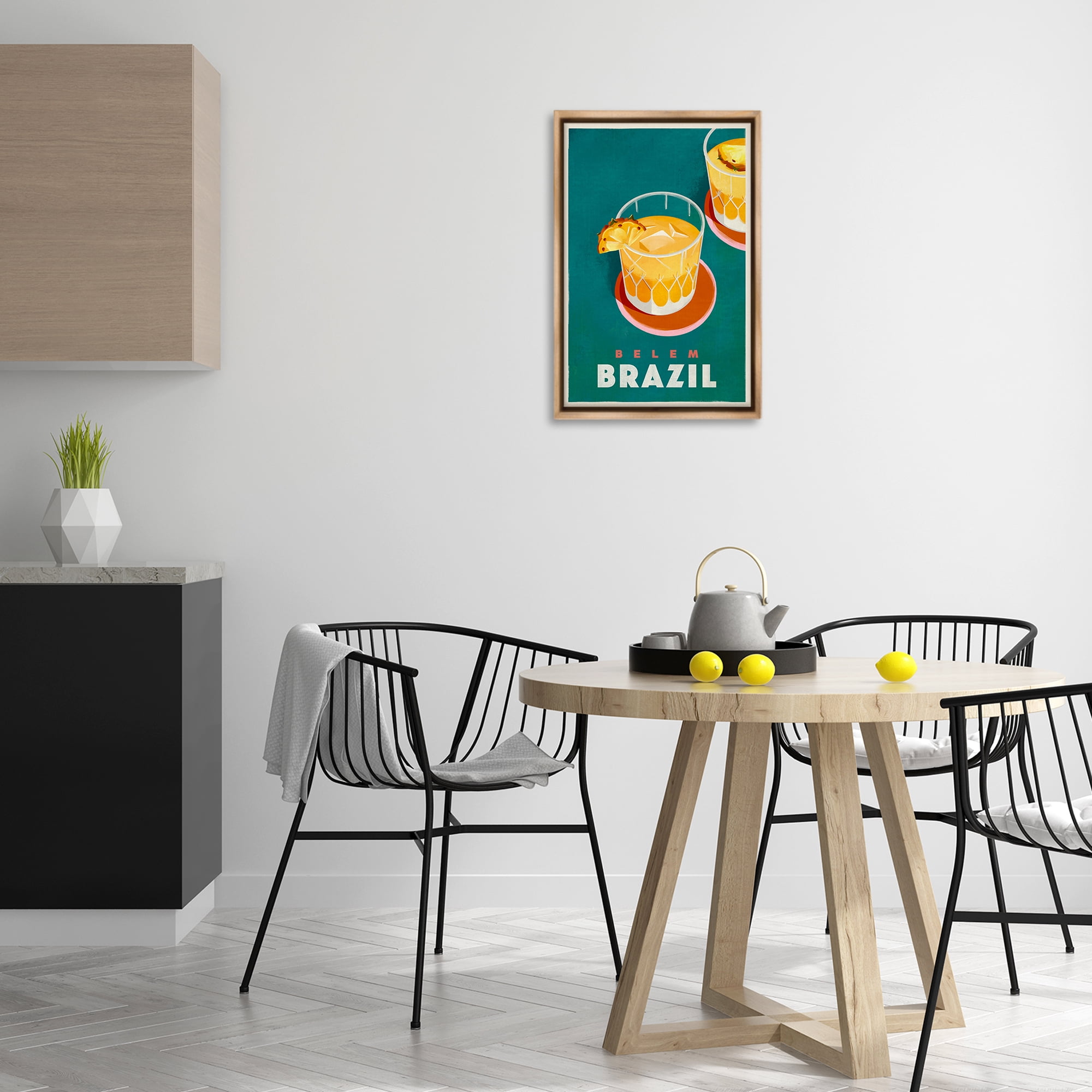 Stupell Industries Belem Brazil Cocktail Food & Beverage Painting Brown Floater Framed Canvas Art Print Wall Art, 17 x 25