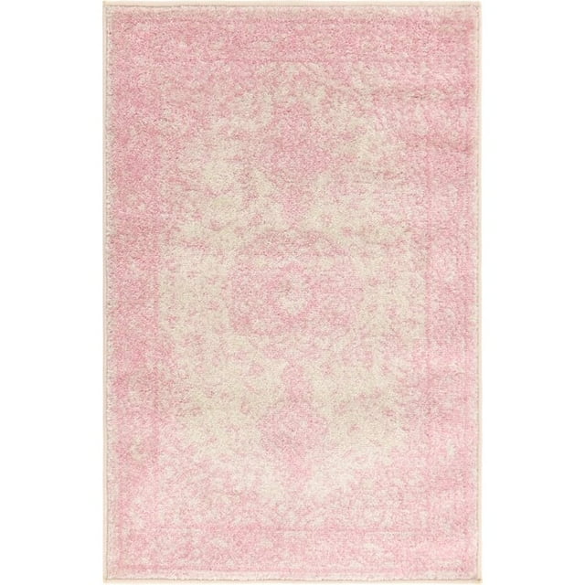 Unique Loom Bromley Traditional Border Rug 2' x 3' Rectangular Pink/Ivory
