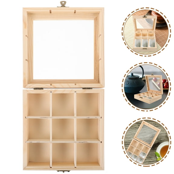 SEWCHICS Wooden Acrylic Tea and Coffee Organizer Storage Box for Kitchen Countertop, Elegant Design, 1 Pack