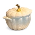 thumbnail image 2 of Ceramic Pumpkin Serving Jar with Lid – White Fall Kitchen Decor Storage Container for Countertop, 2 of 7