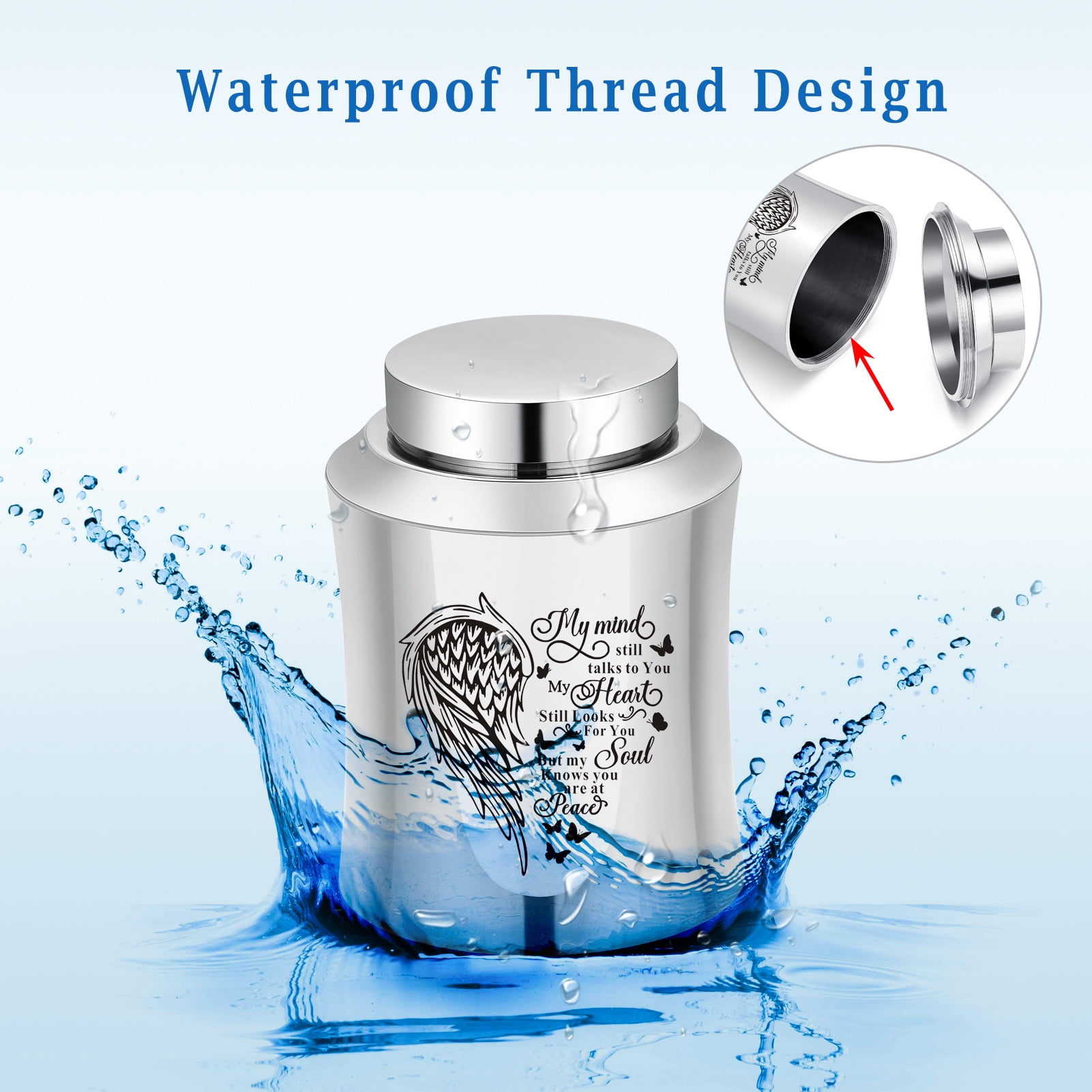 3.93 Inches Small Urn for Human / Pet Ashes Small Keepsake Urn Heart /Tree Of Life / Paw Angel Wings Pattern Memorial Ashes Container Stainless Steel Mini Cremation Urn