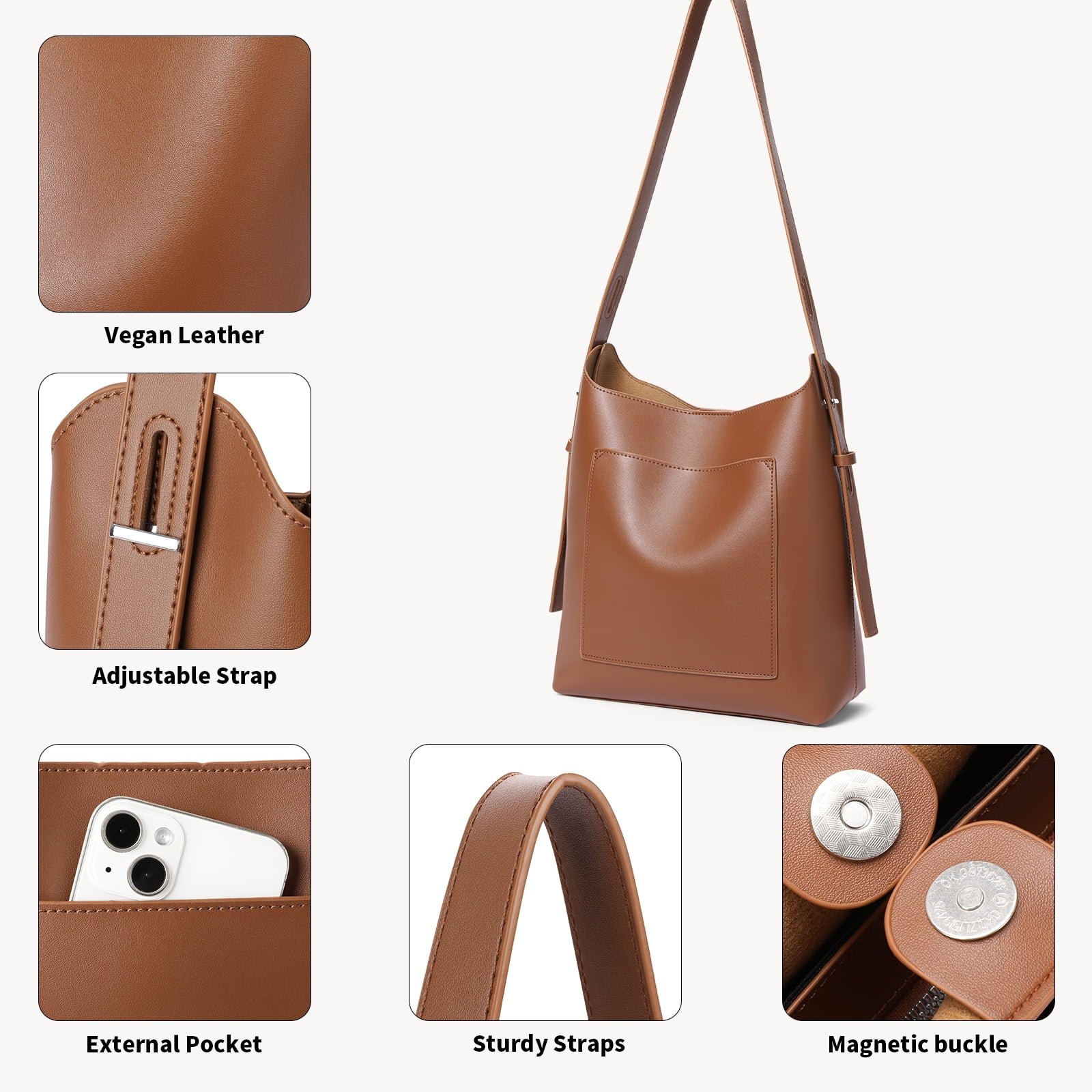 SENDEFN Bucket Bags for Women Leather Shoulder Bag Womens Bags,Stylish and Durable Handbags for Women