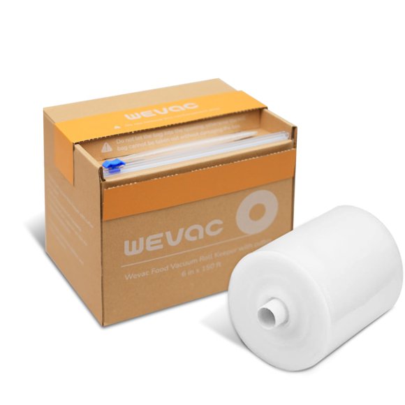 Wevac 6''x150', Vacuum Seal Roll Keeper with Cutter, Ideal Vacuum Sealer Bags for Food Saver, BPA Free, Commercial Grade, Great for Storage, Meal pre
