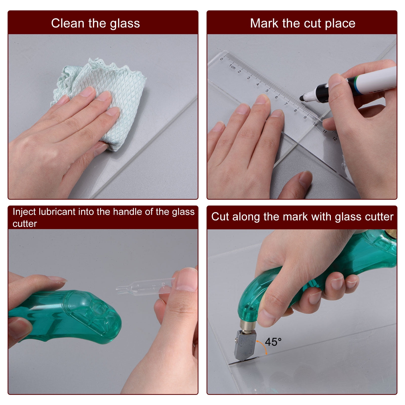3Pcs Glass Cutter Pistol Grip 6mm-12mm Oil Feed Stained Glass Cutters Tool with Oil Reservoir Light Green