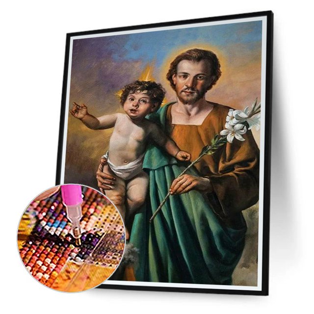 Cuadros Decorativos Kits de pintura de diamantes DIY 5D de Jesús la Virgen decoración de taladro redondo completo (NH2650) Tmvgtek embutido en tela