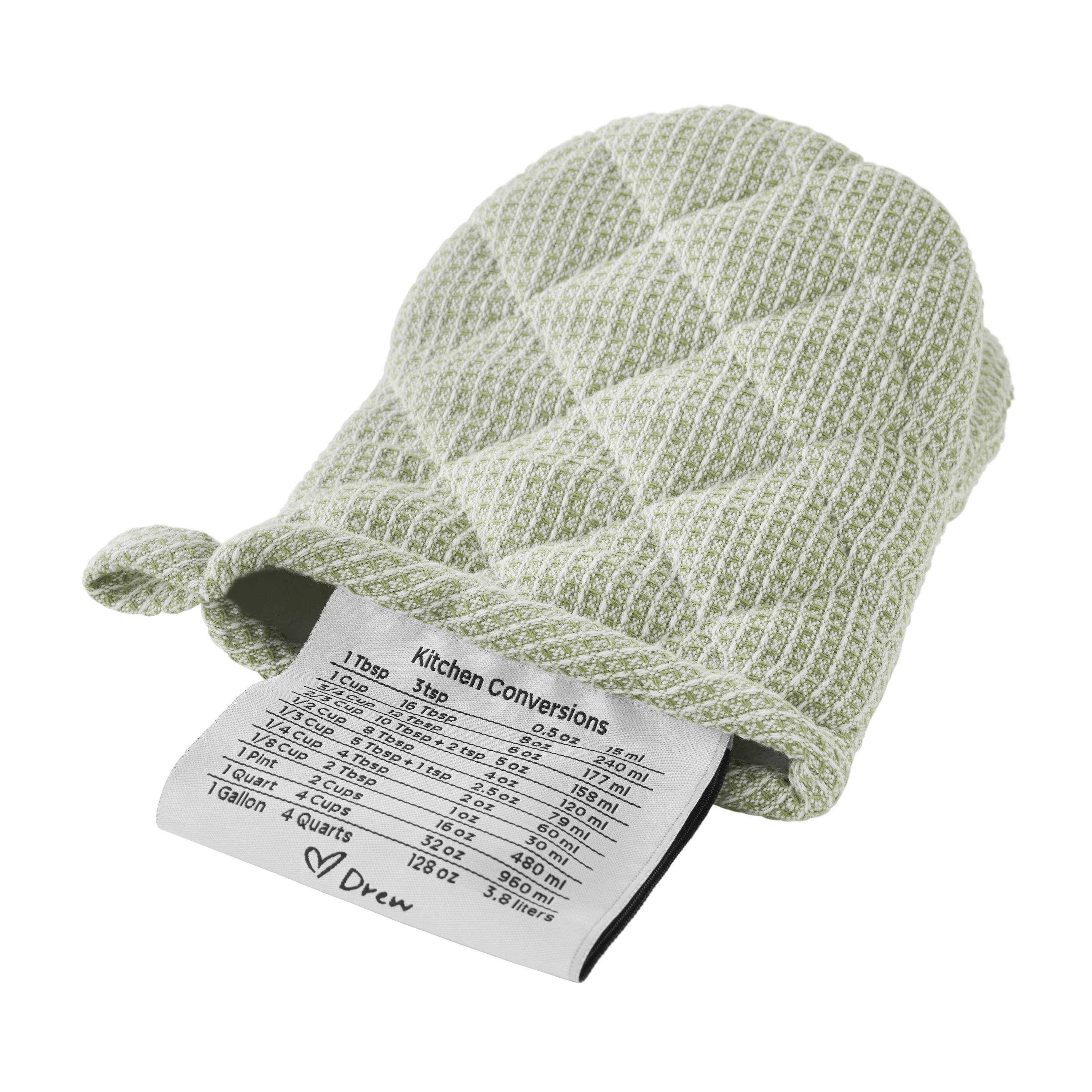 Beautiful Kitchen Waffle Oven Mitt & Mini Mitt Set, 100% Cotton, Heat Resistant, Sage Green, 2 Pack