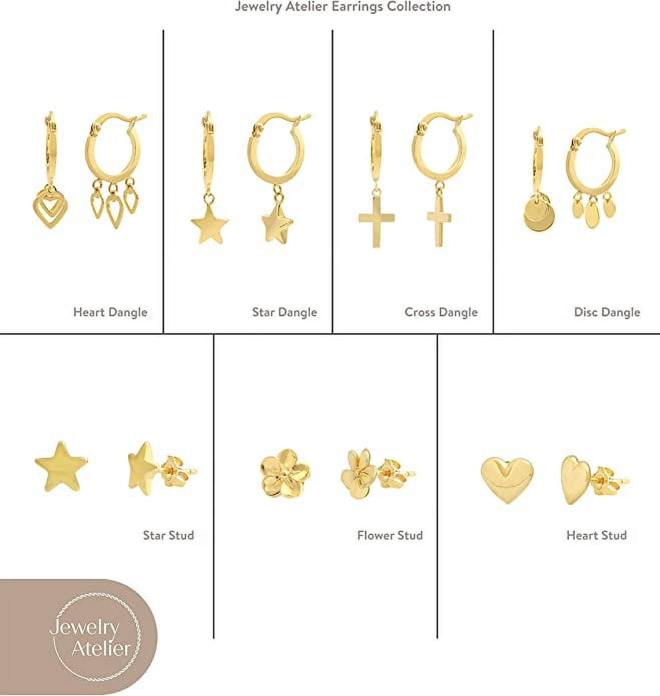Jewelry Atelier Gold Filled Stud & Dangle Earrings Collection - 14K Solid Yellow Gold Filled Stylish Earrings for Women with Different Occasions & Styles