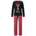 thumbnail image 2 of Christmas Family Pajamas Matching Set Letter Elk Print Long Sleeve Top Plaid Pant Sleepwear Set, 2 of 10