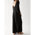 thumbnail image 3 of Franhais Women Loose Fit Jumpsuit Casual Solid Color Round Neck Long Sleeve Backless Romper Wide Leg Pants, 3 of 4