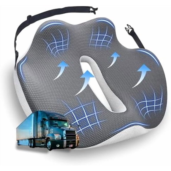 X-Large Seat Cushion for Truck Driver, Upgraded Cushion for Back Support and Pain Relief, Memory Foam with Non-Slip Washable Cover, Relieves Long-Term Truck Sitting and Pain