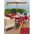 thumbnail image 4 of Outdoor Tablecloth with Umbrella Hole and Zipper, Christmas Snowman Red Rectangle Table Cloth 52x70 Inch Waterproof Tablecloth, Winter Snowflakes Xmas Retro Picnic Table Cover for Patio Camping, 4 of 7