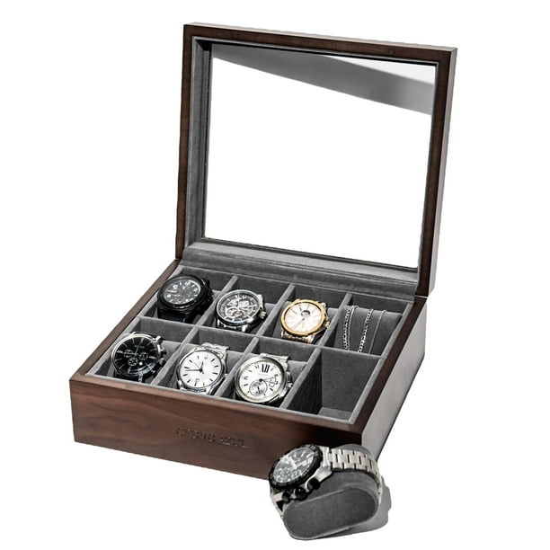 Caja para relojes de 8 posiciones. Relojero, Joyero para hombre. regalo hombre organizador de relojes. Estuche para relojes hombre. Regalos para hombre cumpleaños