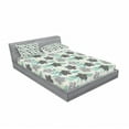 thumbnail image 3 of Ambesonne Floral Fitted Sheet & Pillow Sham Set, Abstract Nostalgic Retro, Twinxl, Charcoal Grey Mint Green, 3 of 3