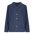 thumbnail image 5 of Women's Denim Button Down Collar Shirt Tops Blouses Tunics Casual Loose Fit Long Sleeve Solid Color Relaxed Comfortable Work Office Vacation Outfits Fashion Essential Gift for Women, 5 of 9