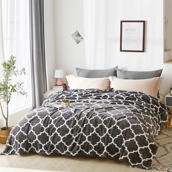 Flannel Fleece Blanket for Queen Bed,Soft Lightweight Warm Cozy Blanket,90" x90"