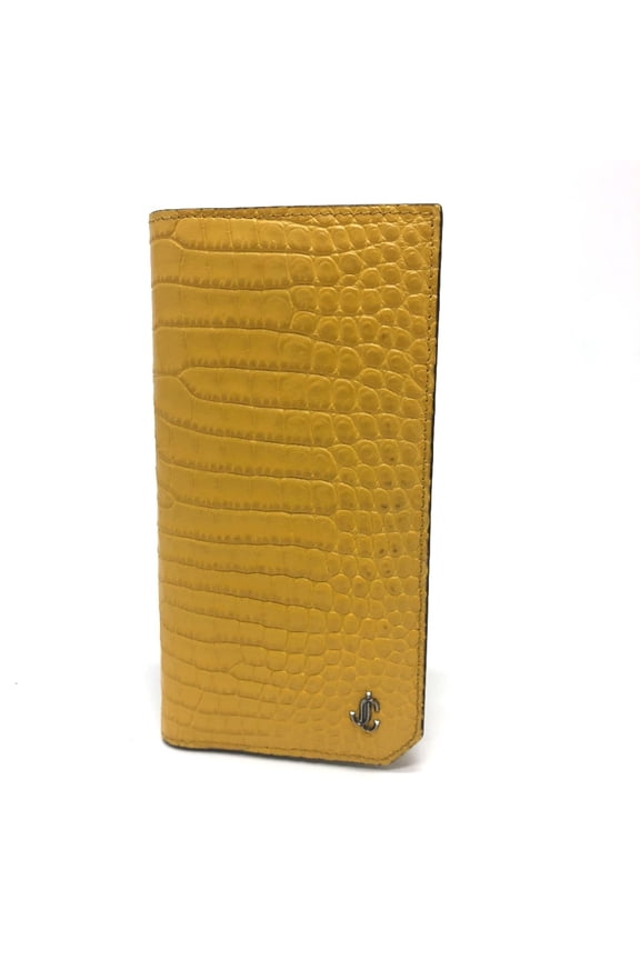 Pre-Owned Jimmy Choo flap/logo Saif Long Wallet yellow (Good)