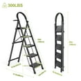 thumbnail image 7 of Wedyvko  5 Step Ladder, Folding Step Stool with Wide Non-Slip Pedal and Comfort Handgrip for Household and Office, Lightweight 330lbs Capacity Step Ladder, Black, 7 of 7
